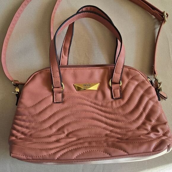 Nicole Miller Pink Purse Crossbody Wavy Front - Picture 16 of 16